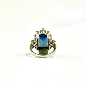 18ct White Gold London Blue Topaz and Diamond Ring