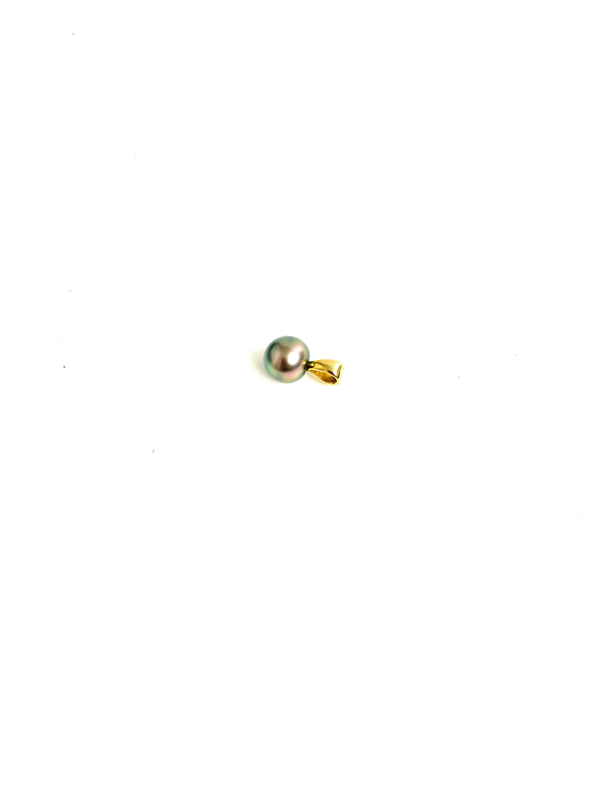 Peacock Colour 9ct Yellow Gold Enhancer Black Tahitian Pearl Pendant