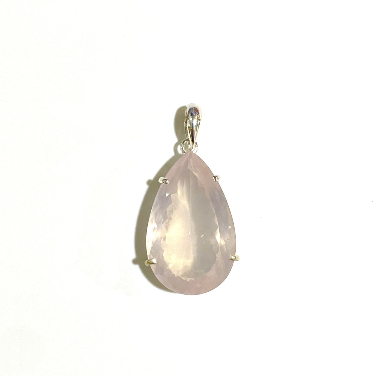 Large Rose Quartz Pendant set in Sterling Silver