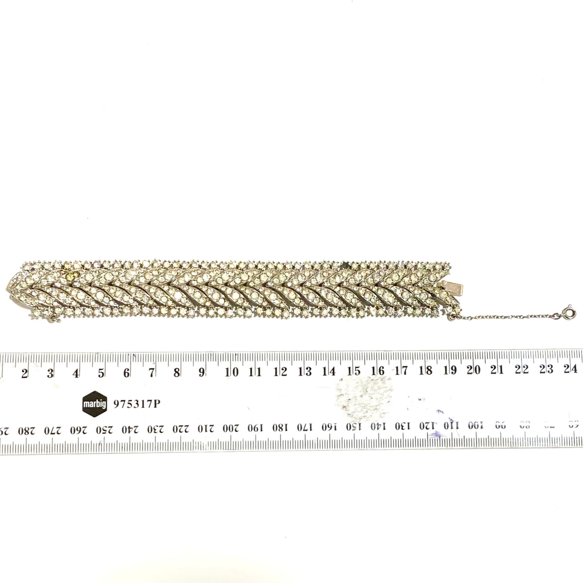 Vintage Crystal Bracelet with Silver Safety Chain