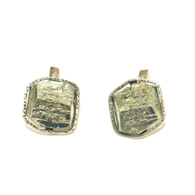 Vintage Sterling Silver Pyrite Faceted Rough cufflinks