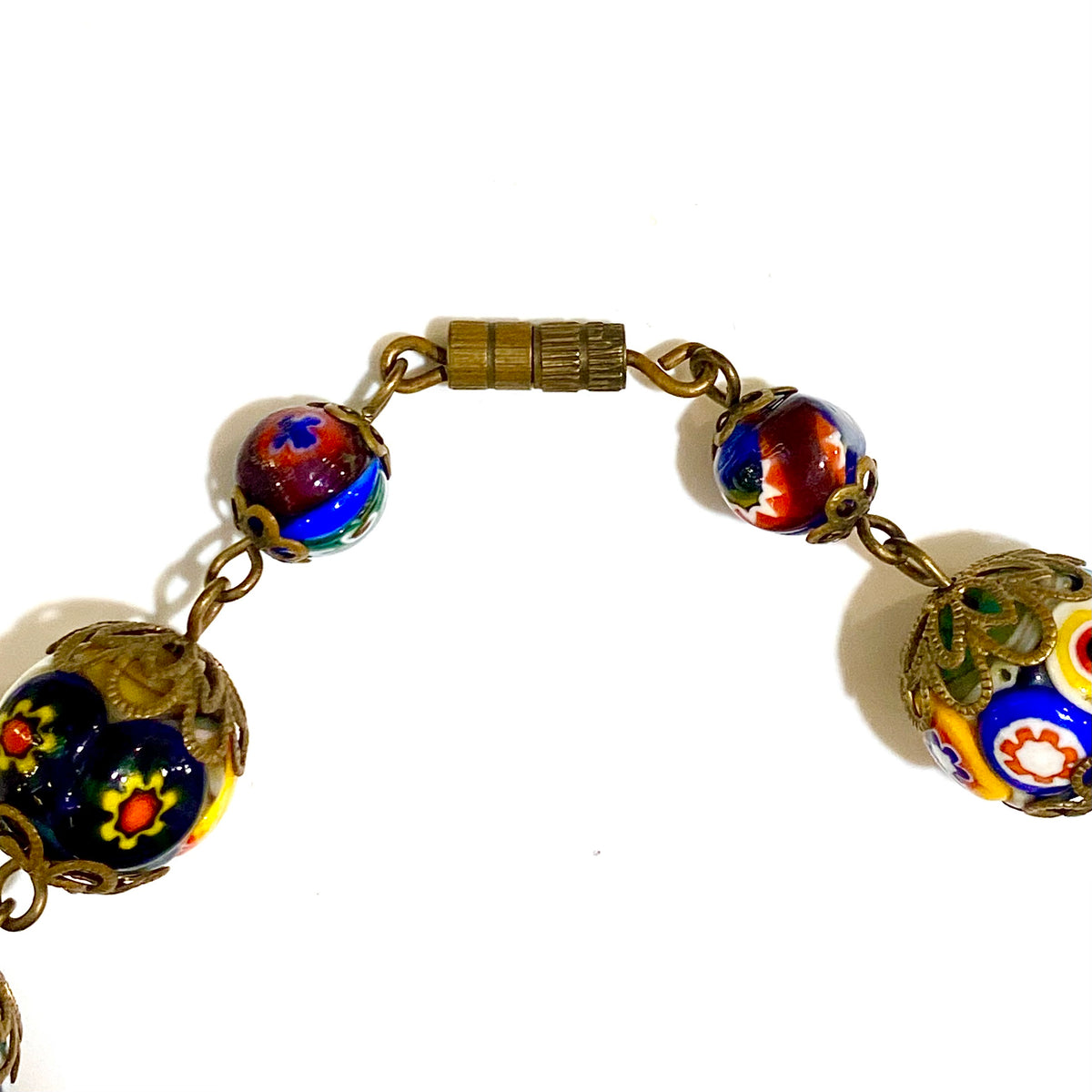 Multicoloured Glass Millefiori Beaded Necklace