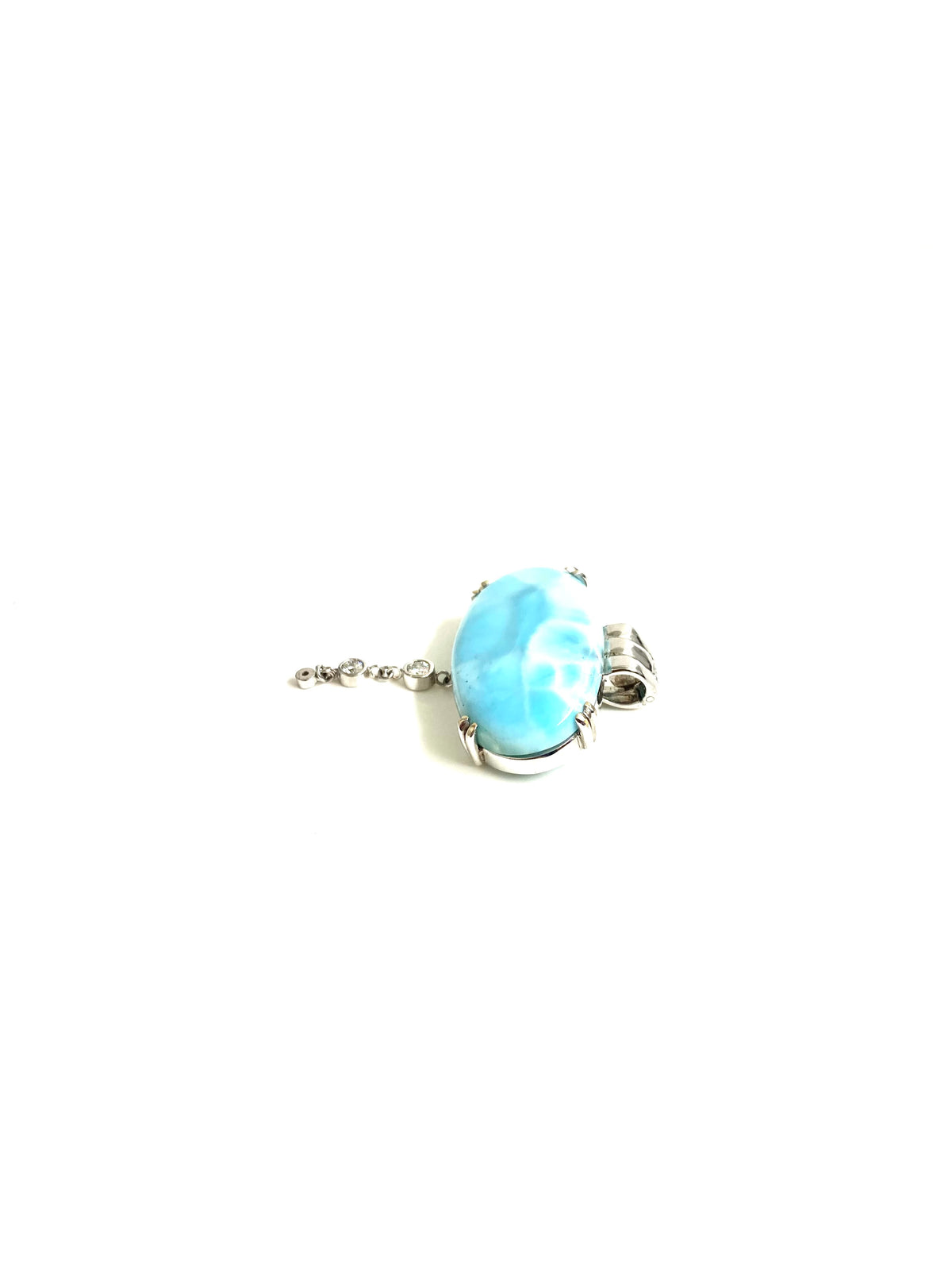 9ct Gold Larimar and Diamond Pendant