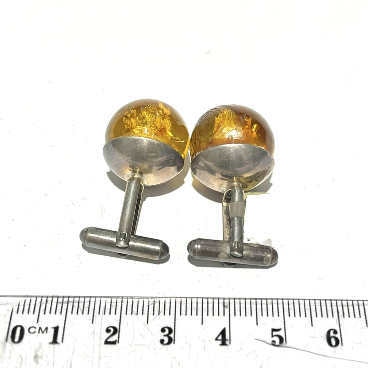 Vintage Sterling Silver Baltic Amber Cufflinks