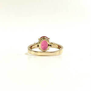 9ct Yellow Gold Pink Tourmaline and Diamond Ring