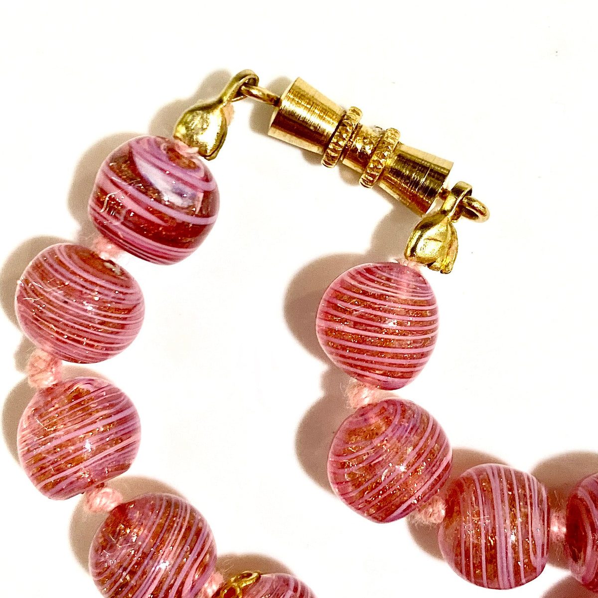 Italian Murano Pink Glass Beaded Necklace