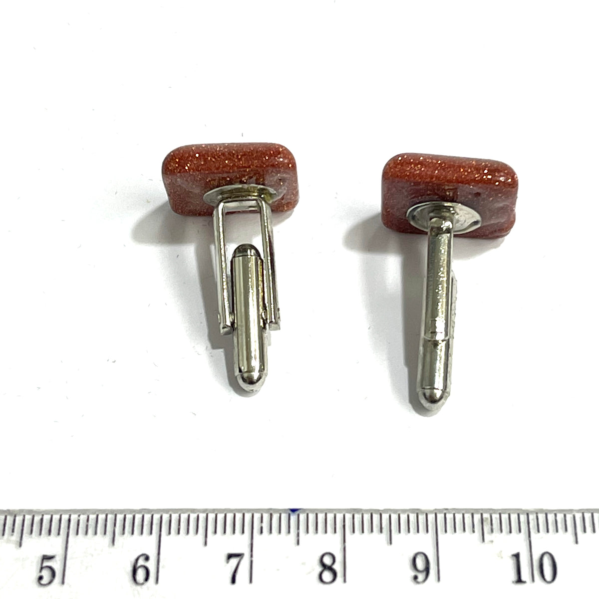 Sterling Silver Orange Sunstone Square Cut Cufflinks