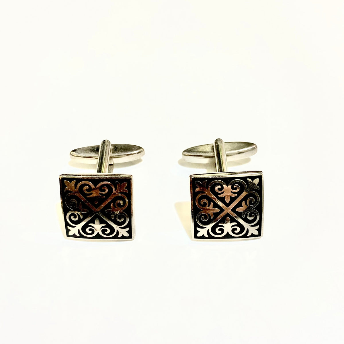 Sterling Silver and Enamel Celtic Pattern Cufflinks