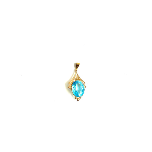 9ct Gold Swiss Blue Topaz Pendant