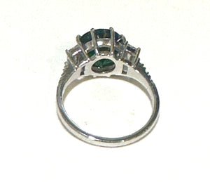 9ct White Gold Chrome Green Tourmaline Ring with Diamonds