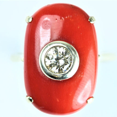 Coral and Diamond Cocktail Ring