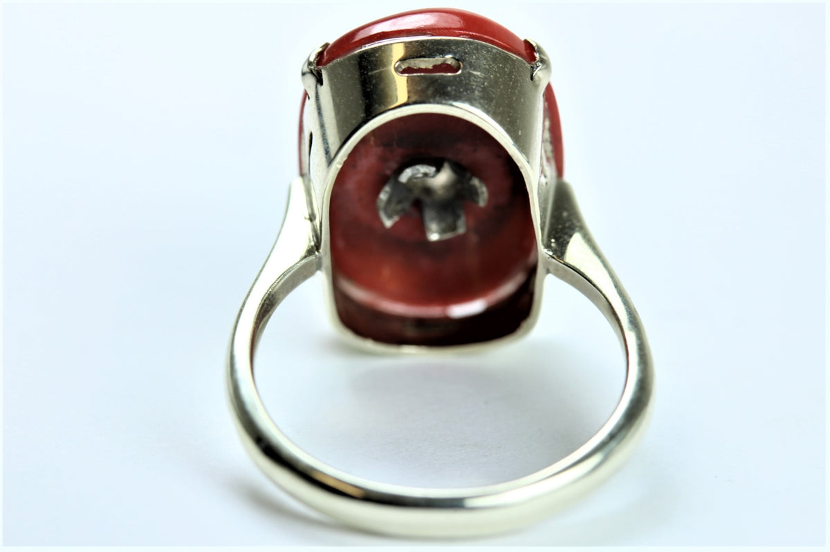 Coral and Diamond Cocktail Ring