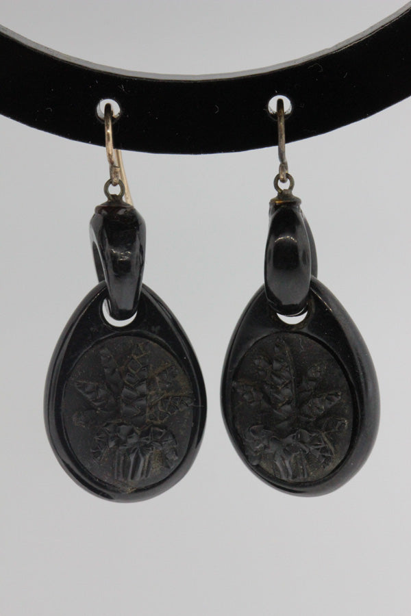 Victorian Whitby Jet Drop Earrings