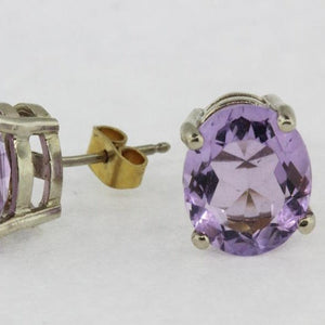 9ct White Gold Amethyst Stud Earrings