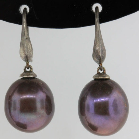 Sterling Silver Tahitian Pearl Earrings