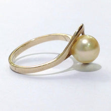 Vintage 9ct Yellow Gold Cultured Golden Yellow Pearl Ring
