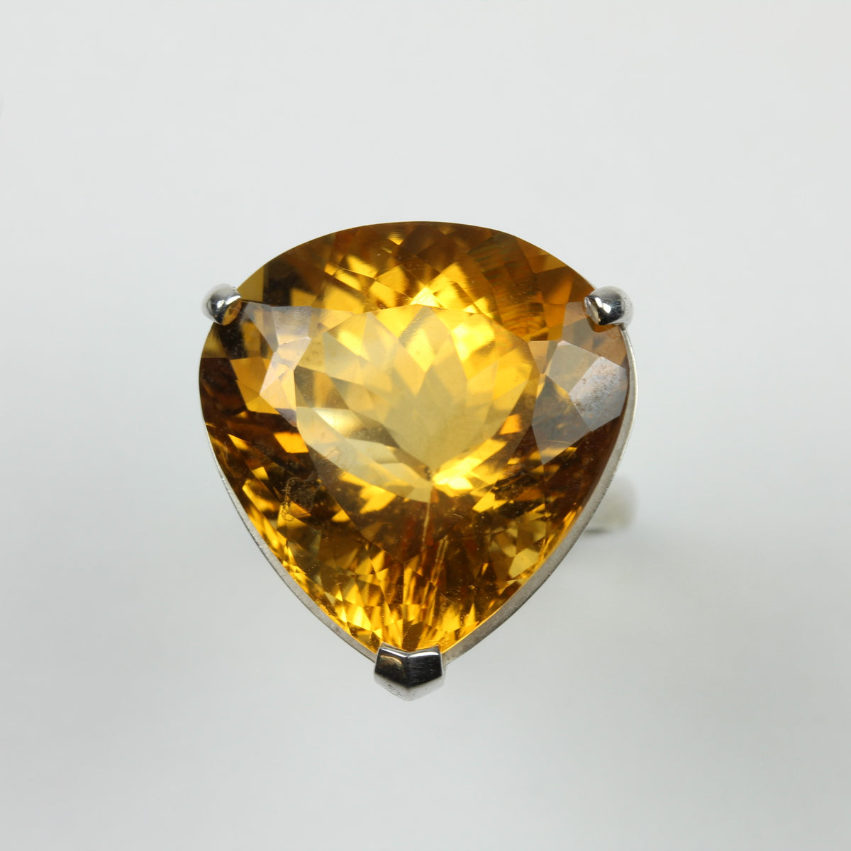 9ct White Gold Trillion Cut Citrine Ring