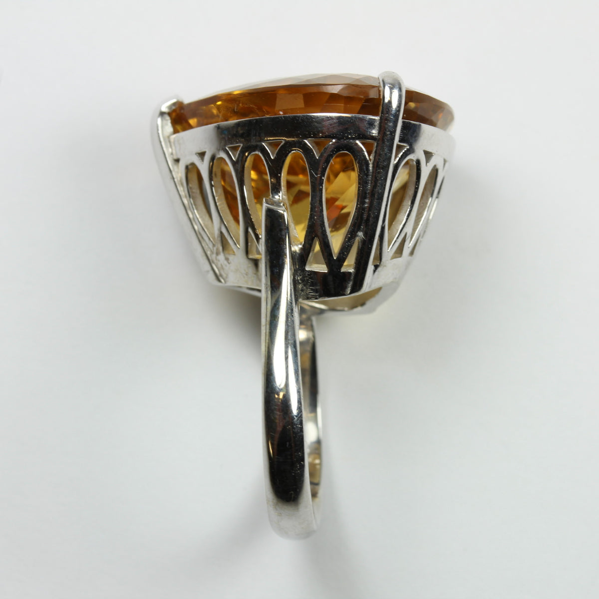 9ct White Gold Trillion Cut Citrine Ring