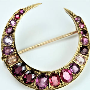 9ct Gold Ruby Crescent Brooch