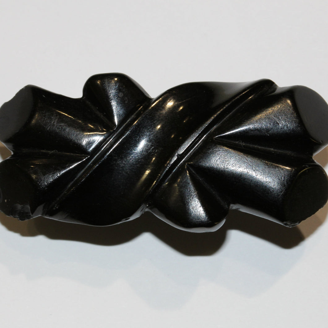 Victorian Whitby Jet Twisted Brooch