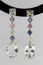 Aquamarine and Assorted Sapphire Earrings