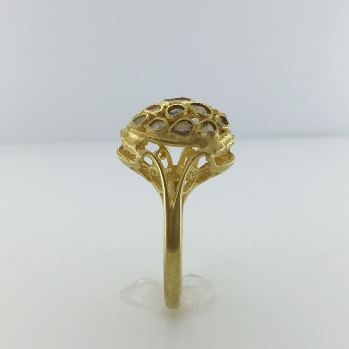Sterling Silver Gold Plate Polki Diamond Cocktail Ring