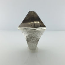 Large Sterling Silver Smokey Free Form Topaz Ring