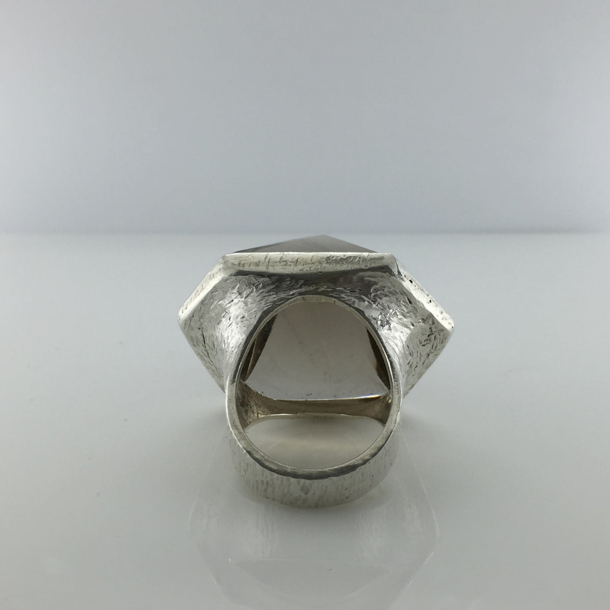 Large Sterling Silver Smokey Free Form Topaz Ring