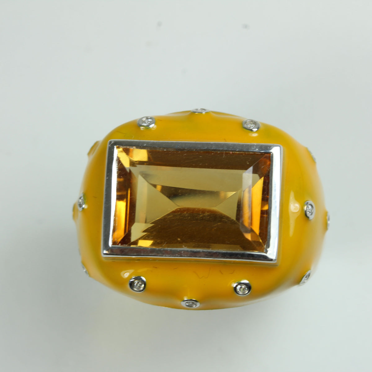 Citrine, Cubic Zirconia and Enamel Ring