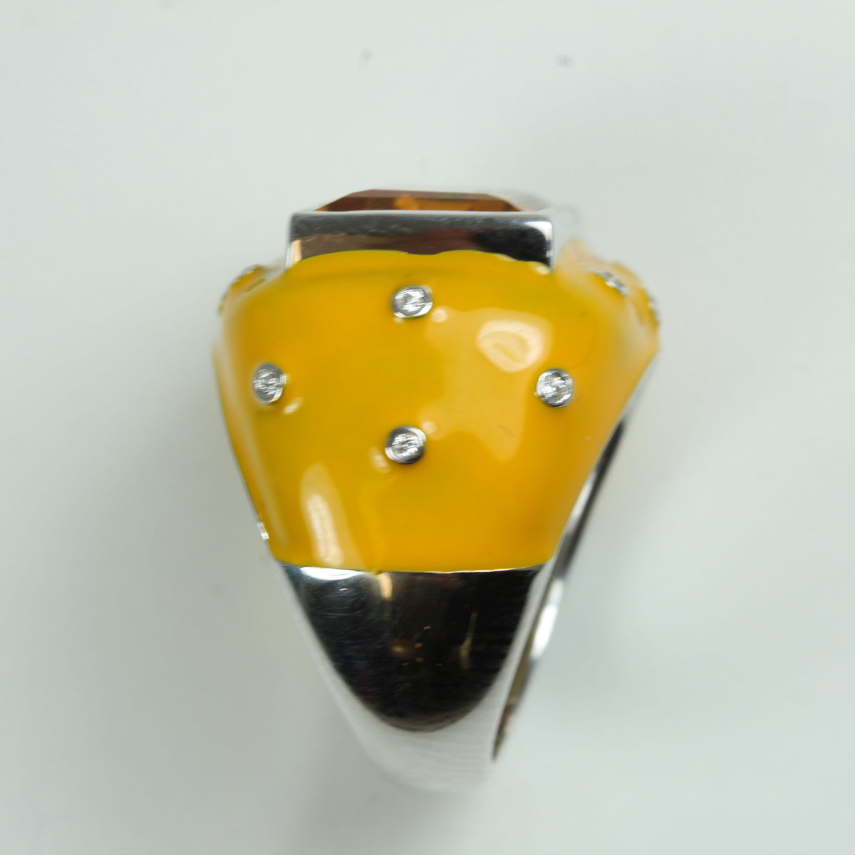 Citrine, Cubic Zirconia and Enamel Ring
