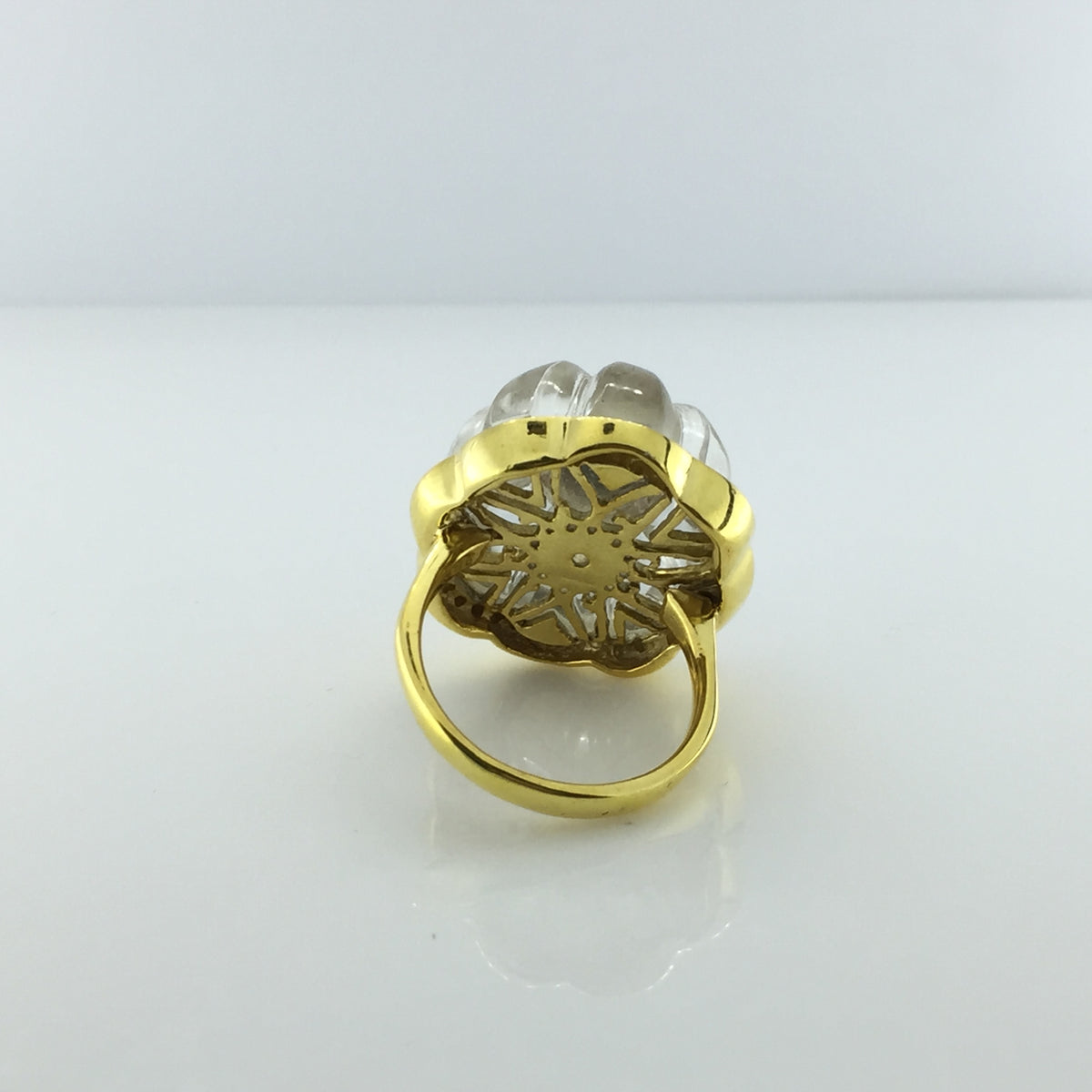 Gold Plated Sterling Silver Rock Crystal and Turquoise Ring