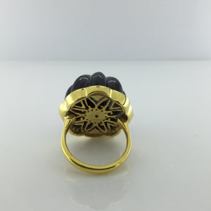 Gold Plated Sterling Silver Onyx and Ruby Ring