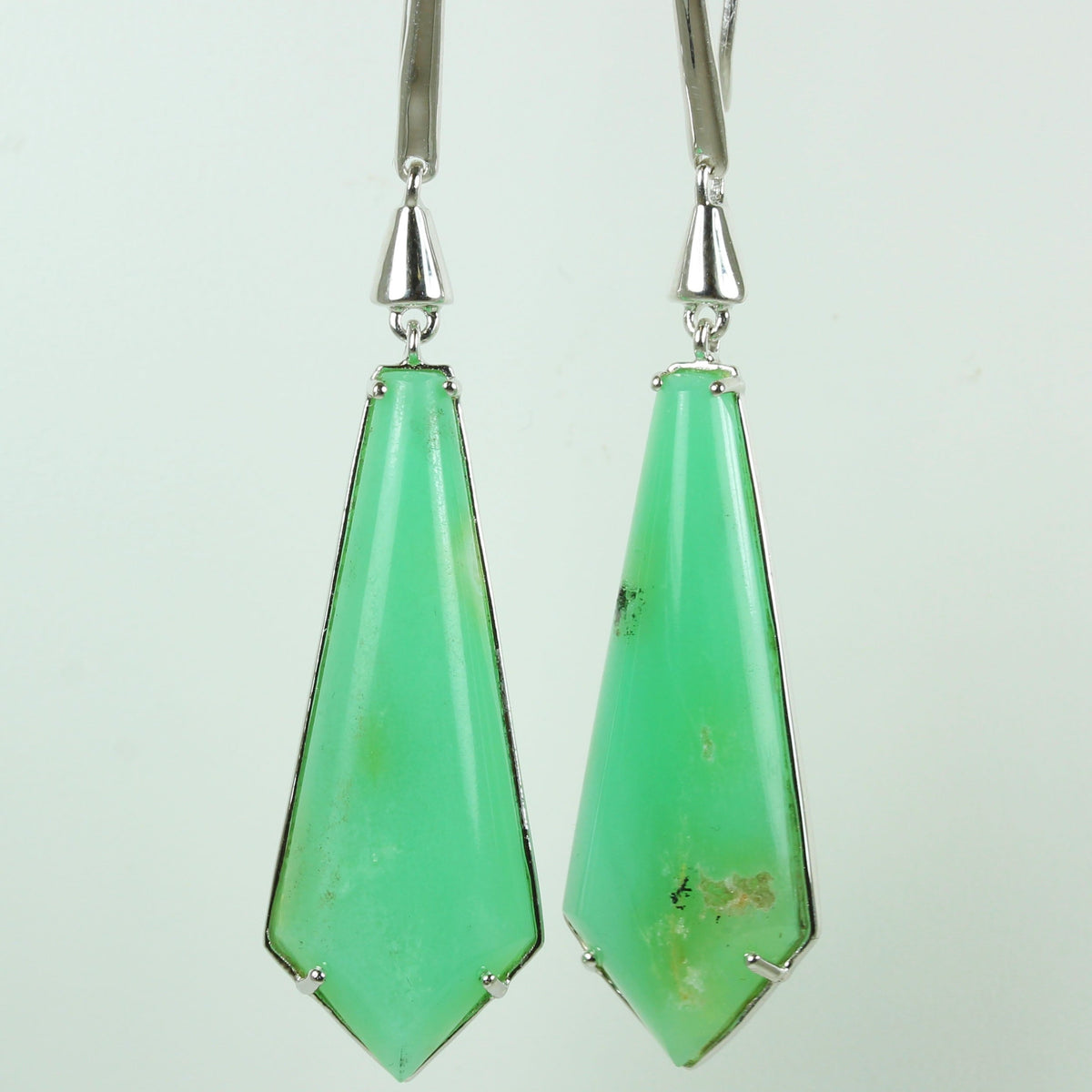 Sterling Silver Green Chrysoprase Earrings