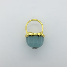 Gold Plated Sterling Silver Blue Chalcedony and Diamond Ring
