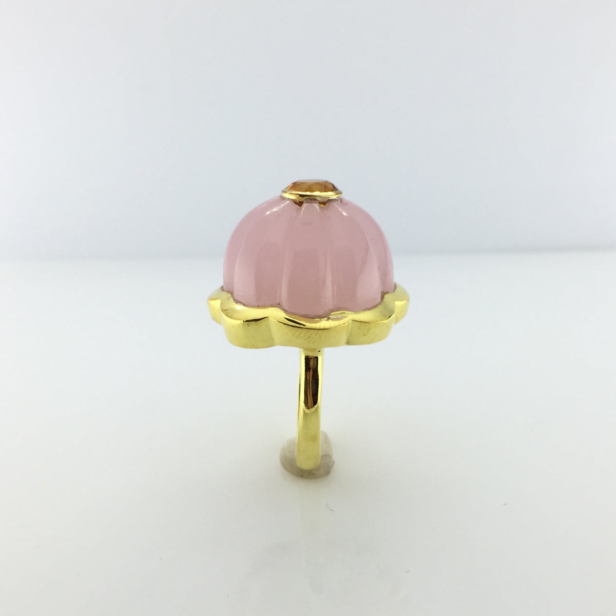 Gold Plated Sterling Silver Rose Quarts and Citrine Ring