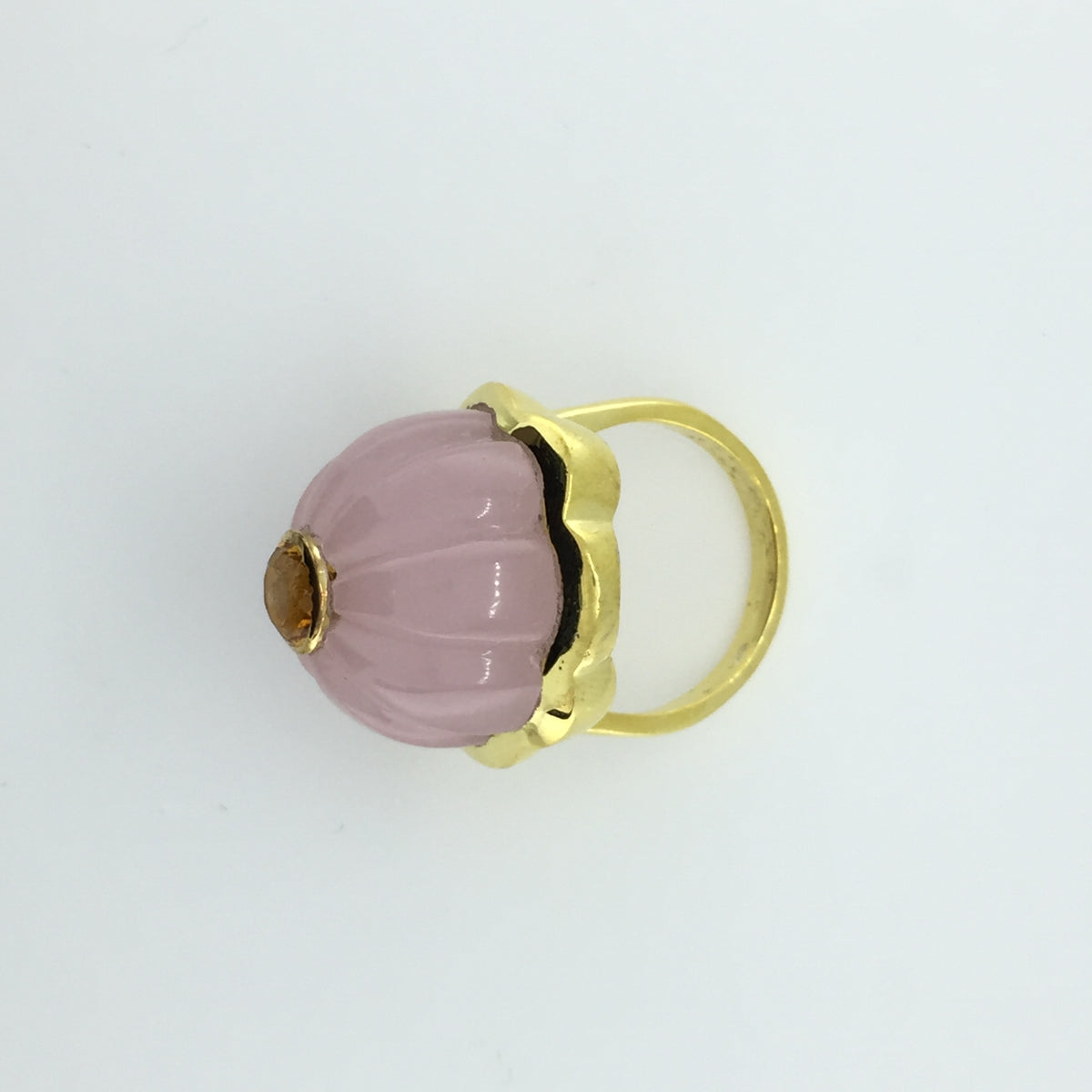 Gold Plated Sterling Silver Rose Quarts and Citrine Ring