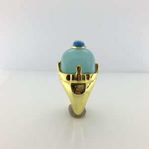 Gold Plated Sterling Silver Chalcedony and Turquoise Ring