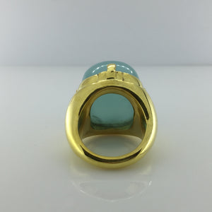 Gold Plated Sterling Silver Chalcedony and Turquoise Ring