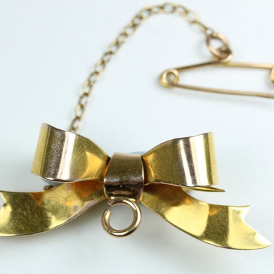 Vintage 9ct Yellow Gold Bow Brooch