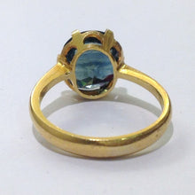 Antique 22ct Yellow Gold Solitaire Green Sapphire Ring