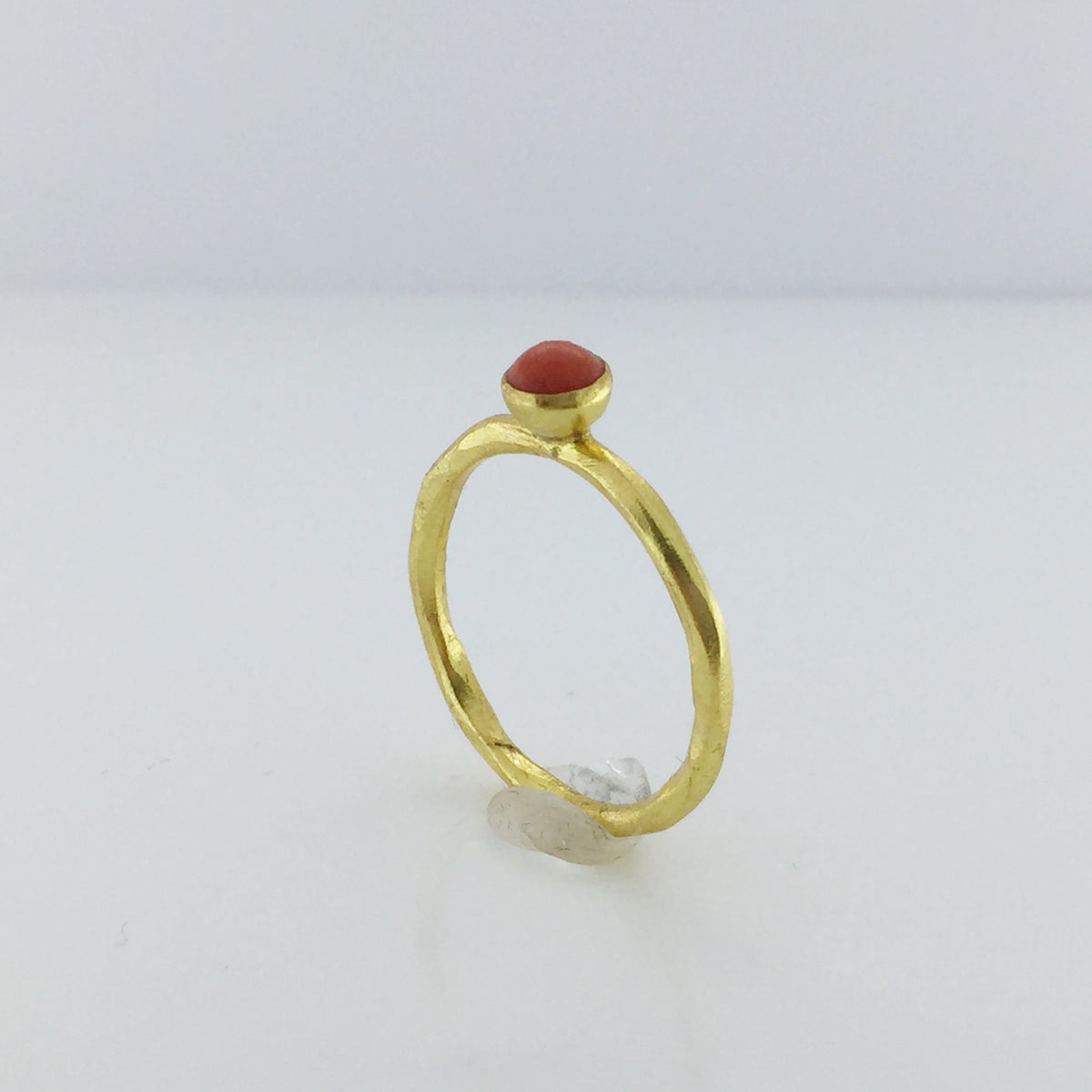 Gold Plated Sterling Silver Button Coral Ring