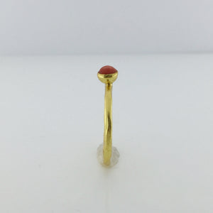 Gold Plated Sterling Silver Button Coral Ring