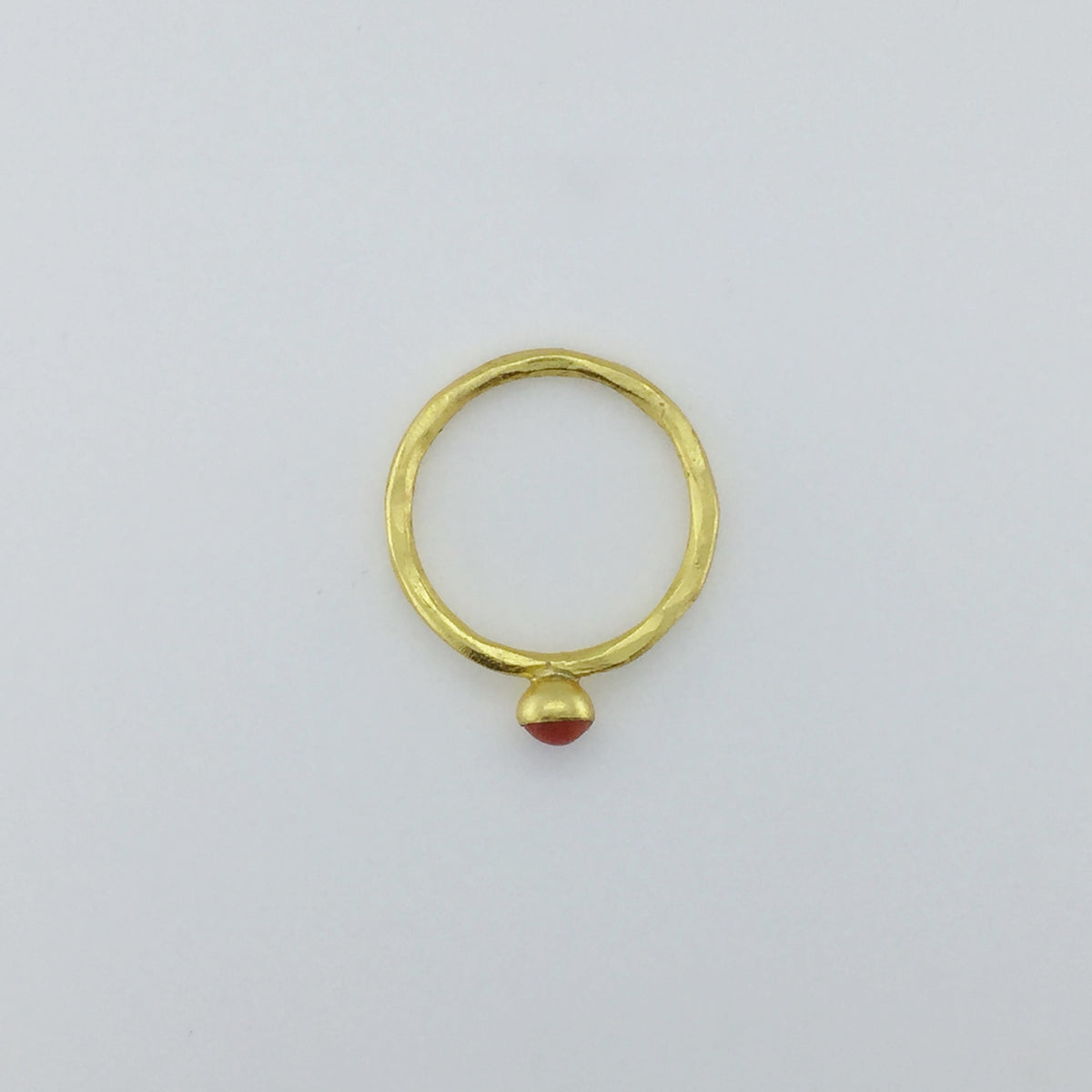 Gold Plated Sterling Silver Button Coral Ring