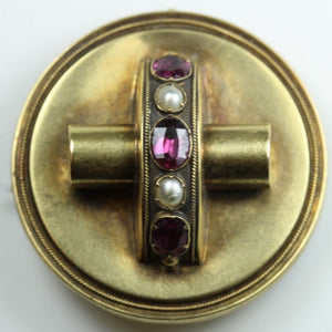 Pink Tourmaline and Pearl Brooch