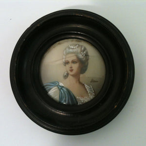 Hand-painted Ivorine Miniature Portrait of a Woman