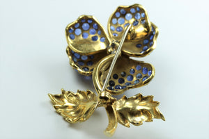 18ct Yellow Gold and Sapphire Brooch