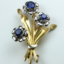 Gold and Sapphire Flower Brooch
