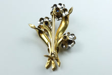 Gold and Sapphire Flower Brooch