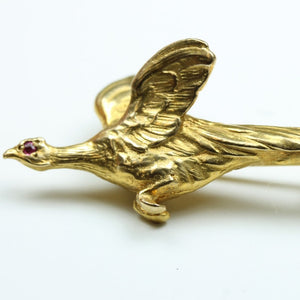 Gold and Ruby Bird Brooch