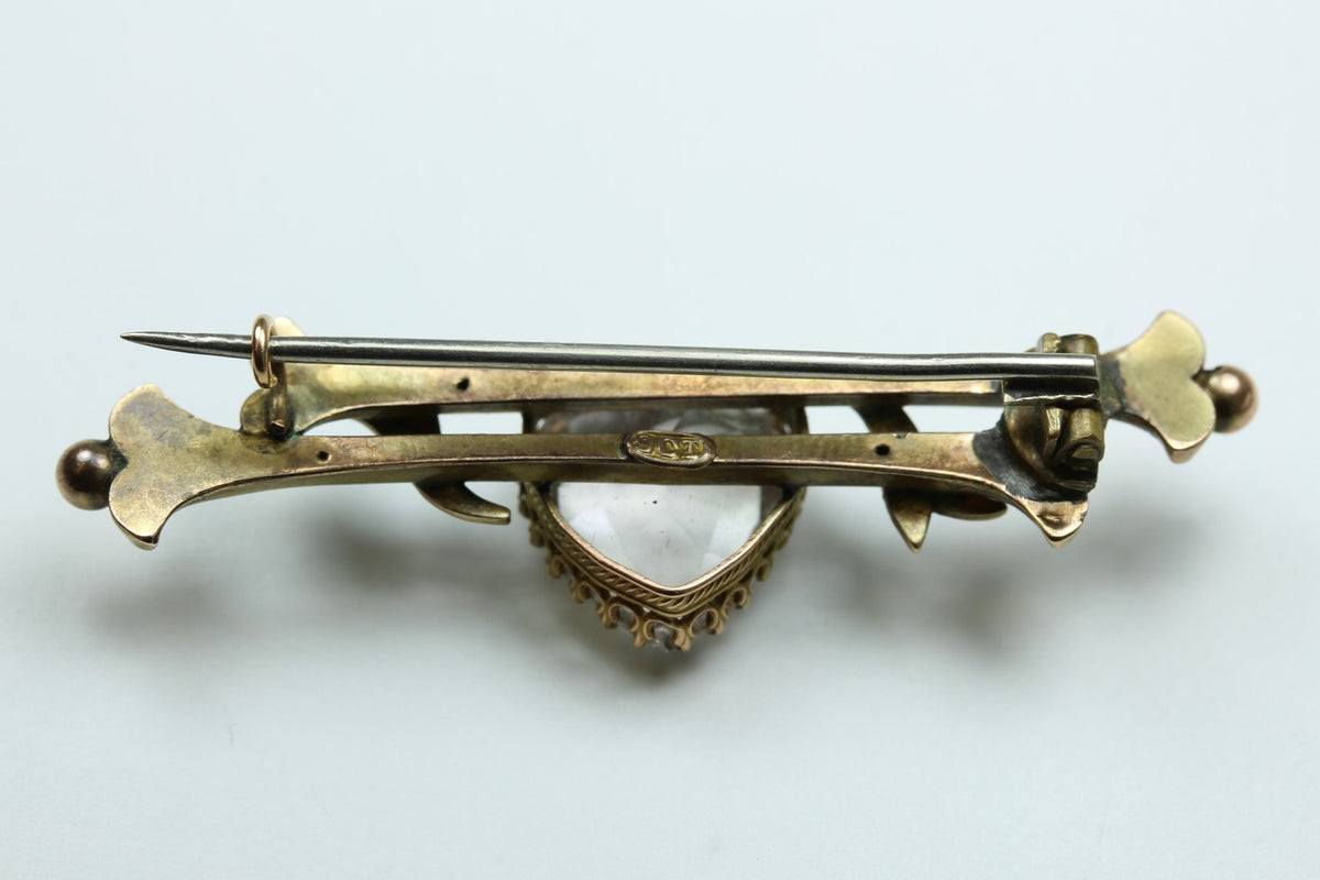 Rock Crystal and Pearl Bar Brooch